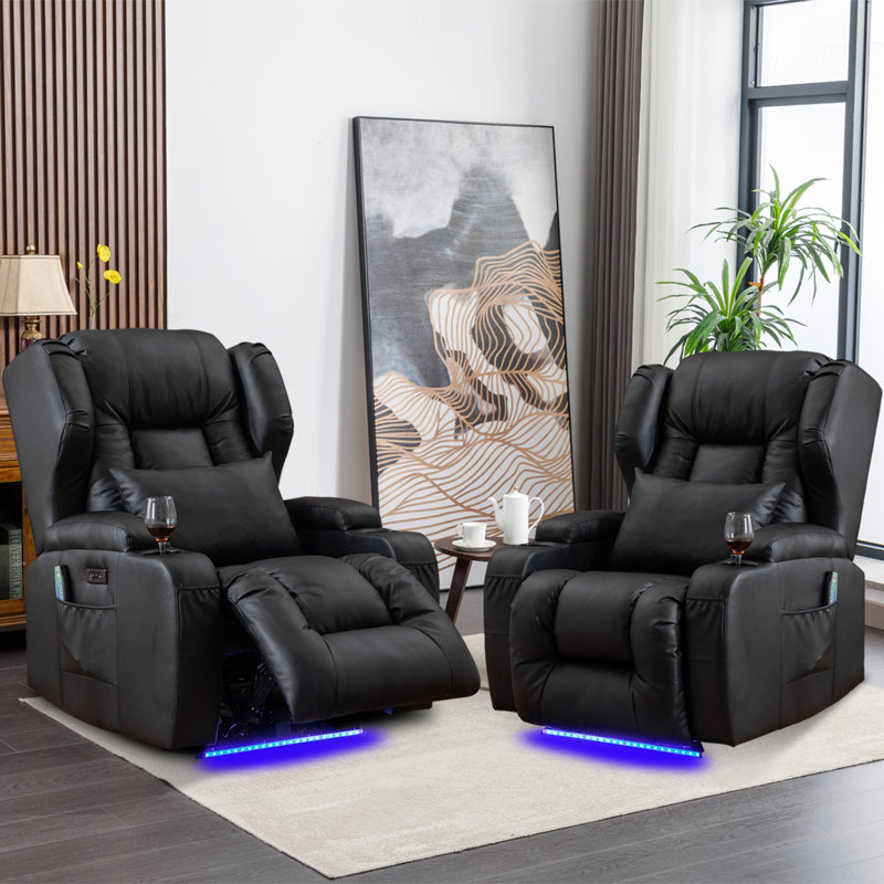 Ebern Designs Hrithika Leather Power Recliner Chair Home Theater